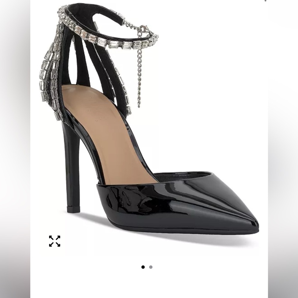 LIKE NEW INC International Concepts Black Heels with Silver Embellishments! 🎉 - Picture 2 of 11